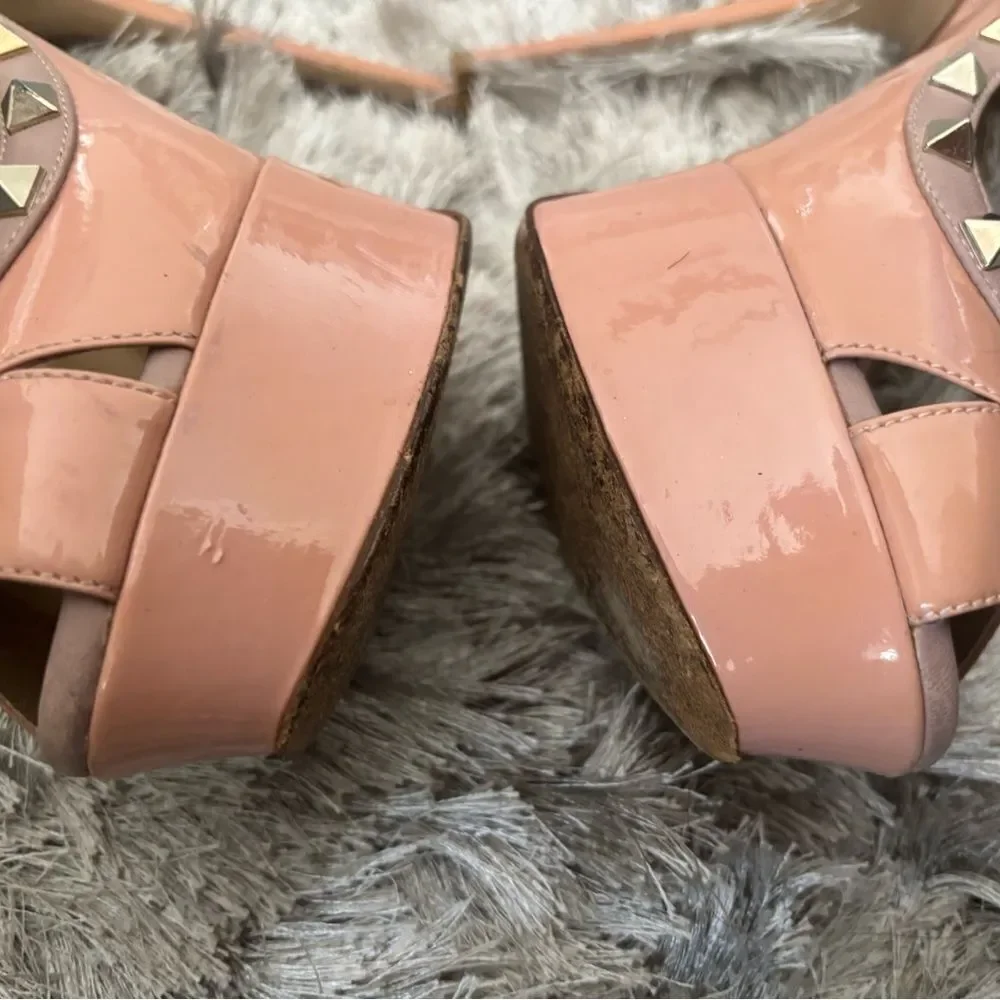 Valentino logo stud open toe shoes baby doll pump Rockstud Platform heels